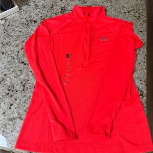 Under Armour Tech Quarter Zip Twist Orange Long Sleeved SZ SM